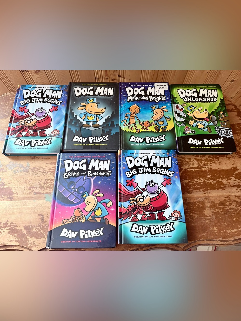Dog Man Hardcover Book Lot by Dav Pilkey - Colorful Blue & Purple Covers